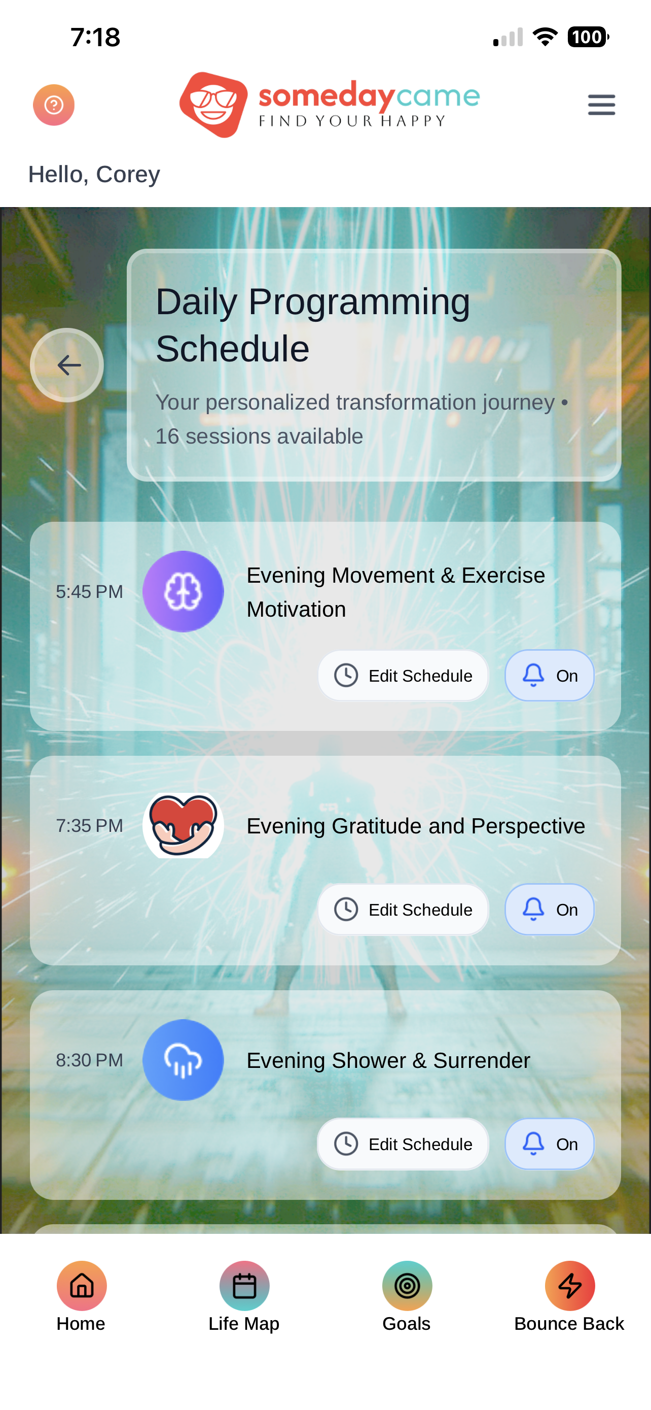 Someday Came Daily Programming Schedule screen