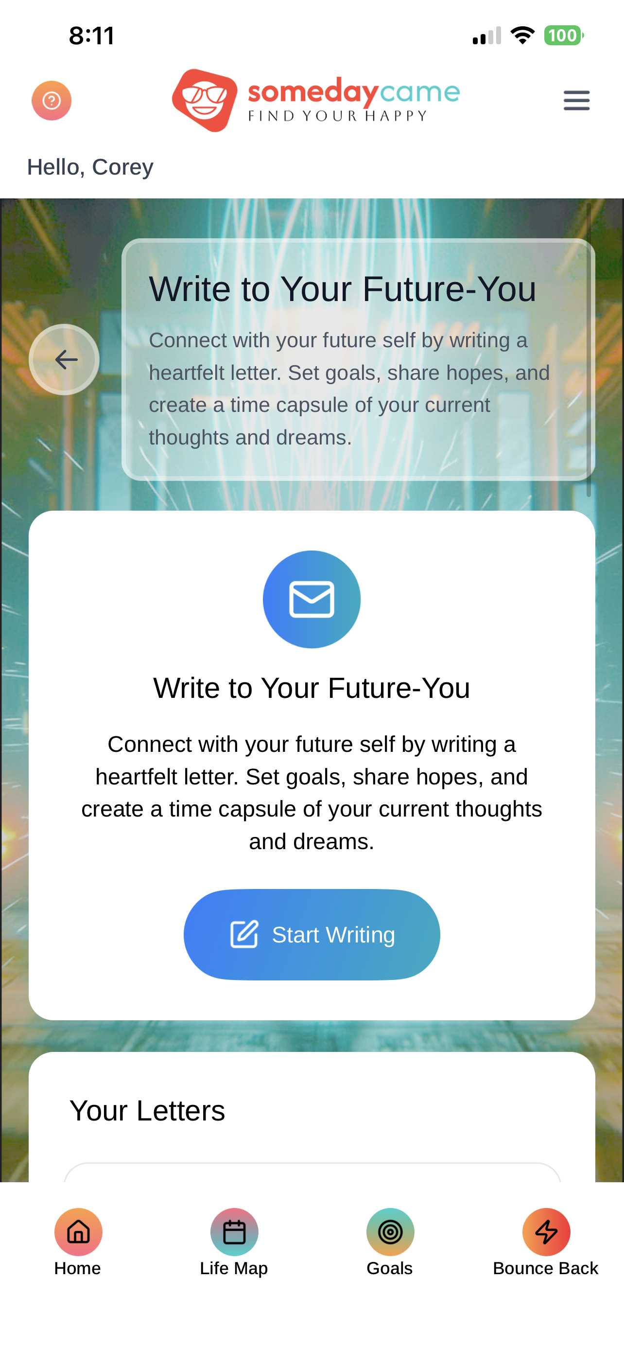 Someday Came Write to Your Future-You tool screen