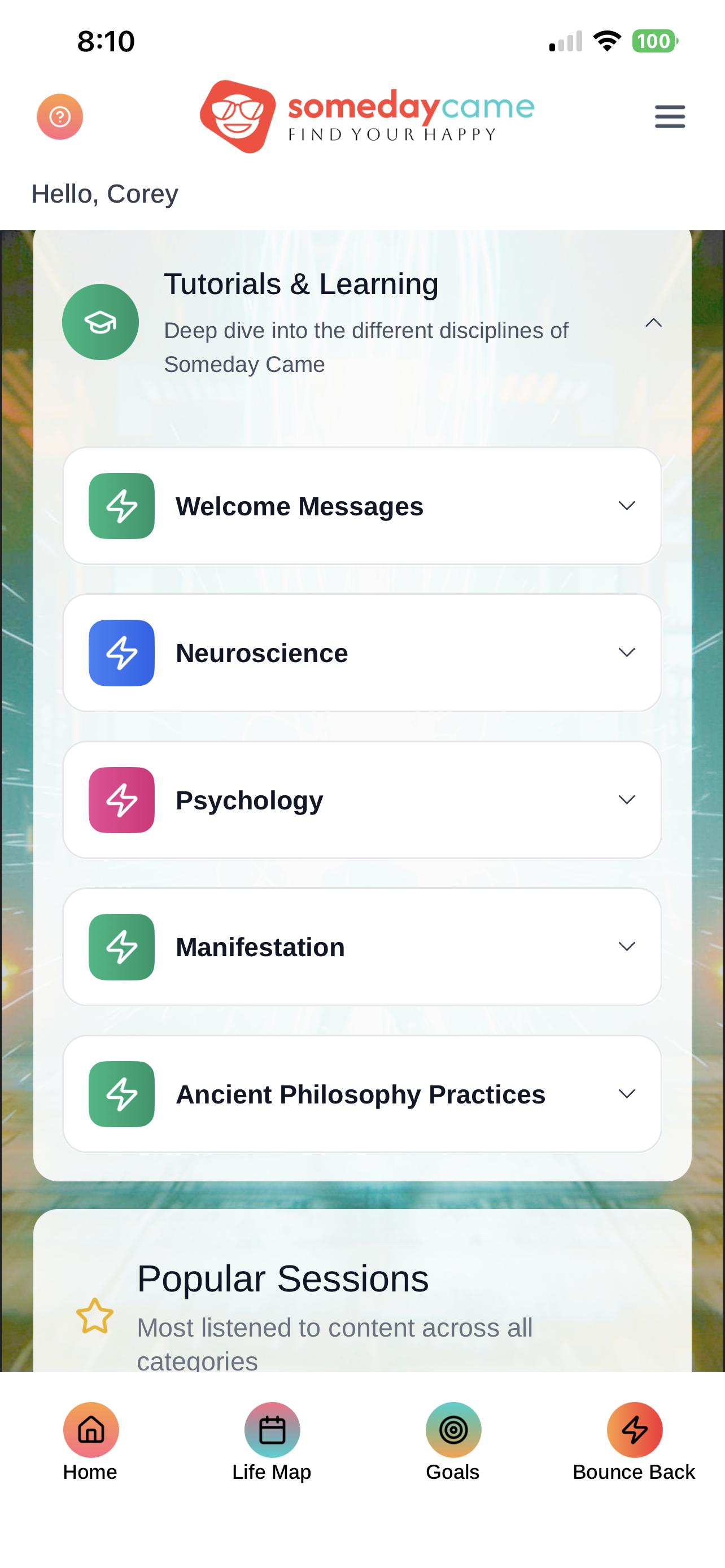 Someday Came University tutorials and learning screen